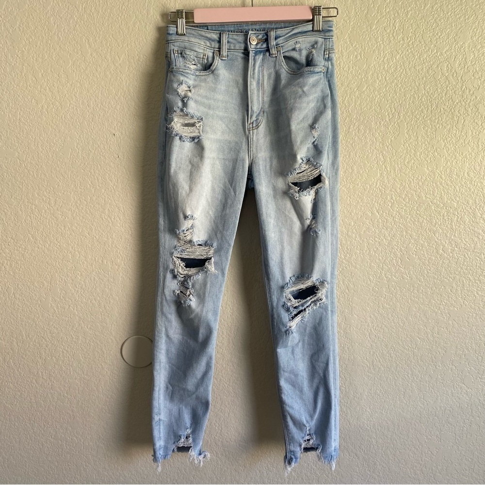 American Eagle Heavy Distressed Straight Jeans
